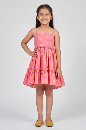 Senren By Eshana Raut Cotton Tiered Dress For Kids