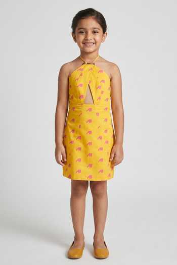 Senren By Eshana Raut Cotton Halter Neck Dress For Kids
