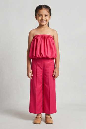 Senren By Eshana Raut Scrunchie Top & Culotte Pant Set For Kids