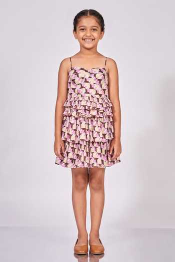 Senren By Eshana Raut Tiered Frill Dress For Kids