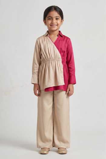Neora By Nehal Chopra Full Sleeve Color Block Top For Kids