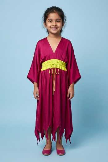 Neora By Nehal Chopra Asymmetrical Color Blocked Cape For Kids