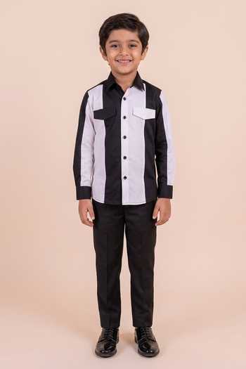 Design O Stitch Black & White Stripe Cotton Shirt For Kids