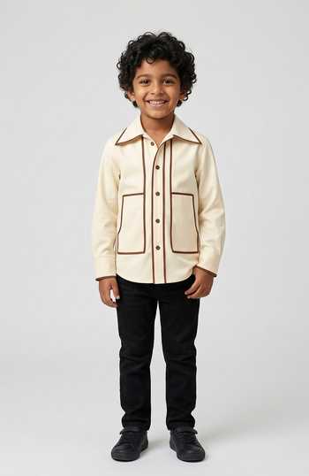 Neora By Nehal Chopra Stripe Pattern Flap Shirt For Kids