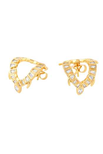 Buy_Isharya_Gold Plated Kachua Embellished Stud Earrings _Online_at_Aza_Fashions