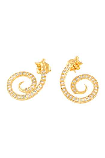 Isharya_Gold Plated Indian Ram Statement Stud Earrings _Online_at_Aza_Fashions