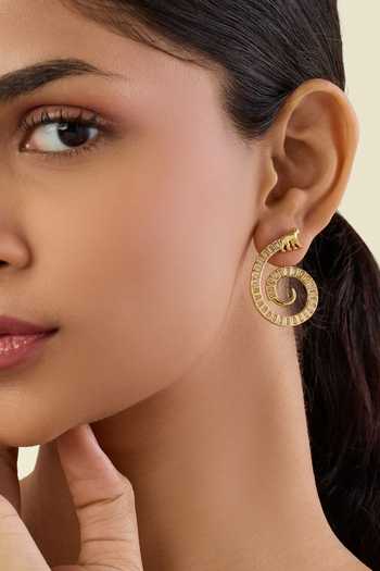 Shop_Isharya_Gold Plated Indian Ram Statement Stud Earrings _Online_at_Aza_Fashions