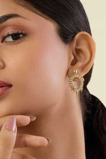 Shop_Isharya_Gold Plated Kurma Statement Stud Earrings _Online_at_Aza_Fashions