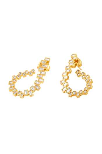 Isharya_Gold Plated Vaan Statement Earrings _Online_at_Aza_Fashions