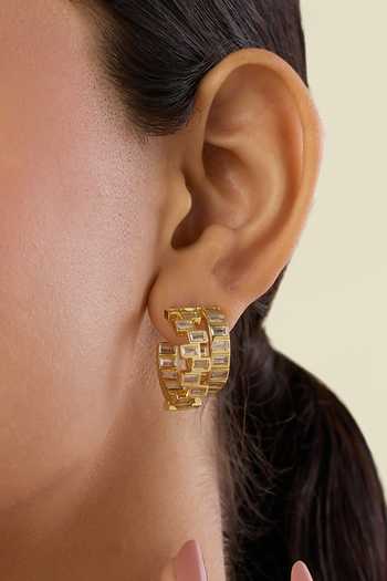 Shop_Isharya_Gold Plated Pavi Double Hoops _Online_at_Aza_Fashions