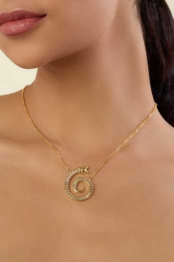 Shop_Isharya_Gold Plated Vaanar Embellished Pendant Necklace _Online_at_Aza_Fashions
