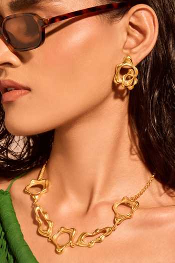 Mnsh Gold Plated Fluid Shape Earrings at Aza Fashions Mnsh_Gold Plated Fluid Shape Earrings _at_Aza_Fashions