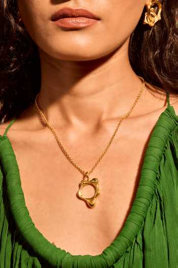 Mnsh_Gold Plated Aura Flow Pendant Necklace _at_Aza_Fashions