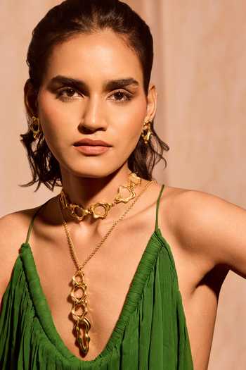 Shop Mnsh Gold Plated Fluid Pendant Necklace Online at Aza Fashions Shop_Mnsh_Gold Plated Fluid Pendant Necklace _Online_at_Aza_Fashions
