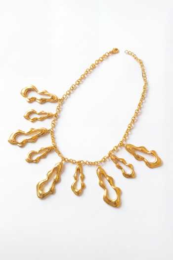 Mnsh_Gold Plated Fluid Curve Necklace _Online_at_Aza_Fashions