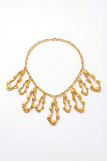 Buy_Mnsh_Gold Plated Fluid Curve Necklace _Online_at_Aza_Fashions