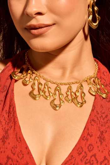 Shop_Mnsh_Gold Plated Fluid Curve Necklace _Online_at_Aza_Fashions