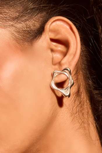 Shop Mnsh Silver Plated Fluid Stud Earrings Online at Aza Fashions Shop_Mnsh_Silver Plated Fluid Stud Earrings _Online_at_Aza_Fashions