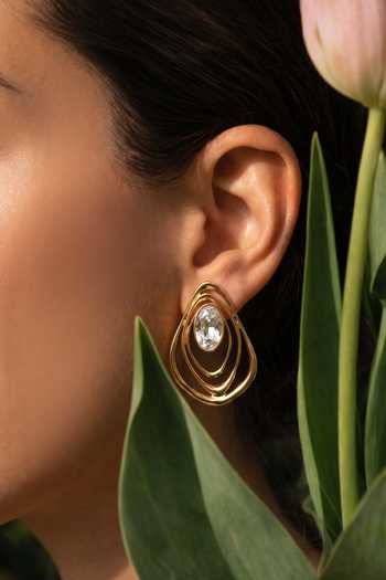 Shop_Mnsh_Gold Plated Flowing Loop Earrings _Online_at_Aza_Fashions
