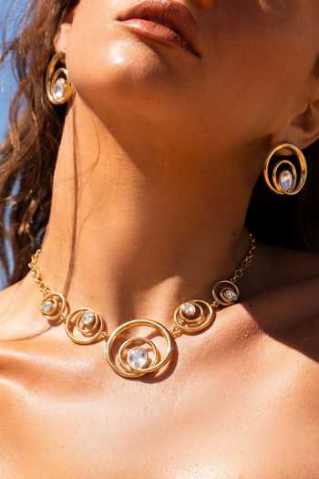 Mnsh_Gold Plated Mirror Stone Choker _Online_at_Aza_Fashions