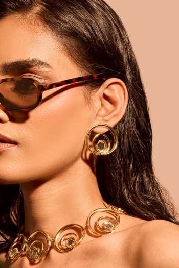 Shop Mnsh Gold Plated Wave Curve Stud Earrings Online at Aza Fashions Shop_Mnsh_Gold Plated Wave Curve Stud Earrings _Online_at_Aza_Fashions