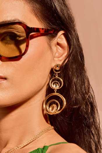 Shop Mnsh Gold Plated Wave Trio Earrings Online at Aza Fashions Shop_Mnsh_Gold Plated Wave Trio Earrings _Online_at_Aza_Fashions