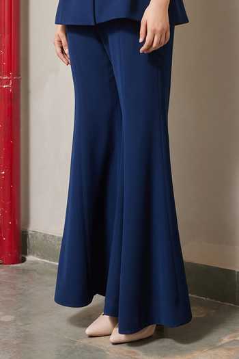 Shahin Mannan Navy Crepe Collared Neck Heart And Star Robe Jacket With Pant Online at Aza Fashions Shahin Mannan_Navy Crepe Collared Neck Heart And Star Robe Jacket With Pant _Online_at_Aza_Fashions