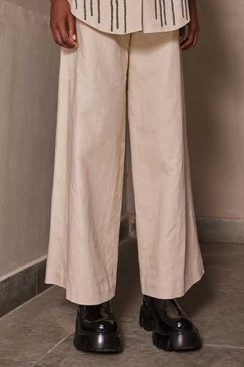 Shahin Mannan Beige Cotton, Linen Pant Online at Aza Fashions Shahin Mannan_Beige Cotton, Linen Pant _Online_at_Aza_Fashions
