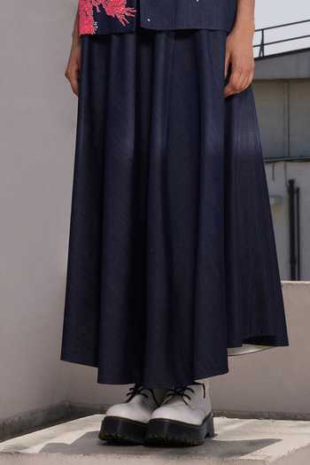 Shahin Mannan Blue Denim Circular Skirt Online at Aza Fashions Shahin Mannan_Blue Denim Circular Skirt _Online_at_Aza_Fashions