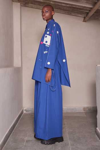 Buy Shahin Mannan Blue Poplin Collared Neck Heart Telephone And Text Shirt Online at Aza Fashions Buy_Shahin Mannan_Blue Poplin Collared Neck Heart Telephone And Text Shirt _Online_at_Aza_Fashions