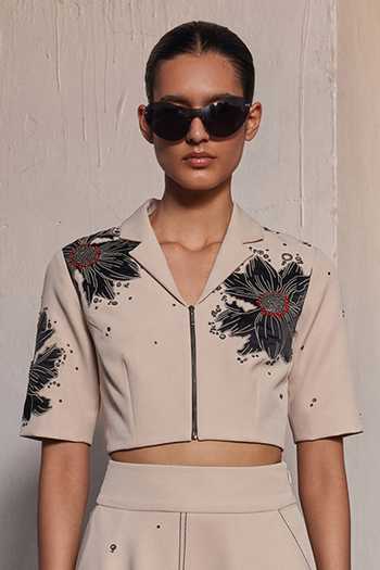 Shahin Mannan Floral Bubbles Crop Top 