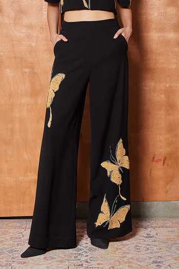 Shahin Mannan_Black Crepe Flared Pant _Online_at_Aza_Fashions