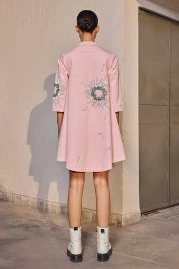 Shahin Mannan Multi Petals Side Triangle Shirt Dress 