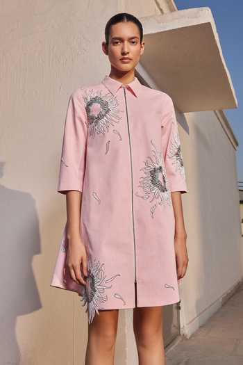 Shahin Mannan Multi Petals Side Triangle Shirt Dress 