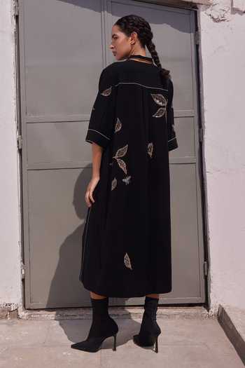 Shahin Mannan Drifting Leaves Front Open Flared Dress 