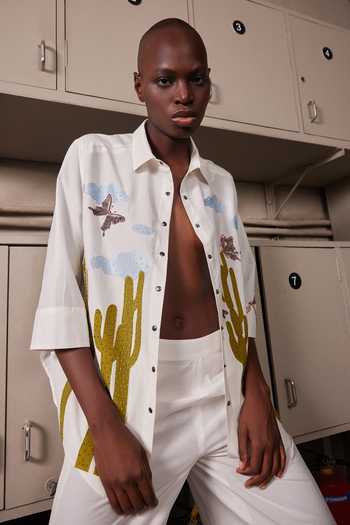Shahin Mannan Cactus High Low Shirt With Pant 