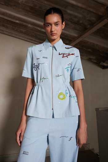 Shahin Mannan Art & Words Drawstring Top 