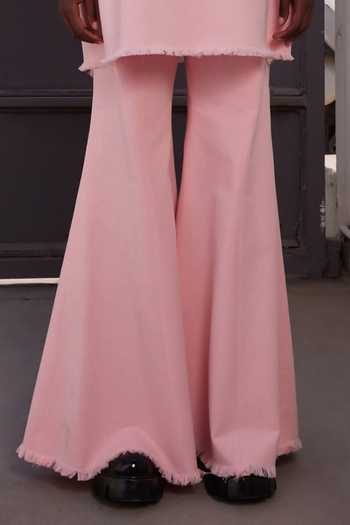 Shahin Mannan_Pink Denim High Neck Insect Oversized T-shirt With Pant _Online_at_Aza_Fashions