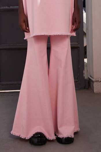 Shahin Mannan Pink Denim Bell Bottom Pant Online at Aza Fashions Shahin Mannan_Pink Denim Bell Bottom Pant _Online_at_Aza_Fashions