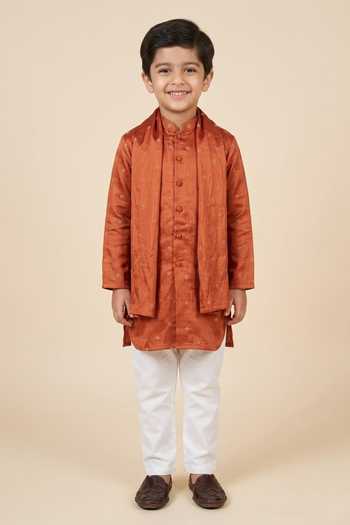 Kaaj Button X AZA Thread Embroidered Kurta Set For Kids