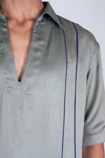 Neora By Nehal Chopra Green Bemberg Modal Silk, Lining Butter Crepe Pipe Work T Shirt For Kids Online at Aza Fashions Neora By Nehal Chopra_Green Bemberg Modal Silk, Lining Butter Crepe Pipe Work T Shirt For Kids_Online_at_Aza_Fashions