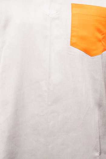 Neora By Nehal Chopra Chinese Collar Plain Shirt For Kids