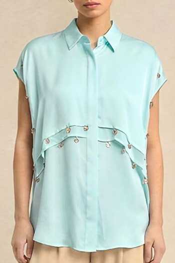 Neora By Nehal Chopra_Blue Tropical Breeze Coin Flap Shirt For Kids_Online_at_Aza_Fashions