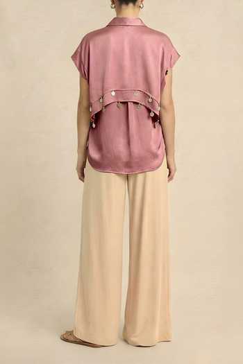 Neora By Nehal Chopra Pink Coin Flap Shirt For Kids