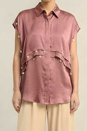 Neora By Nehal Chopra_Pink Coin Flap Shirt For Kids_Online_at_Aza_Fashions