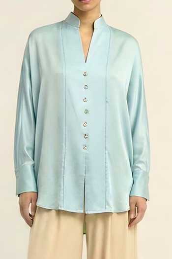 Neora By Nehal Chopra_Blue Tropical Breeze Shirt For Kids_Online_at_Aza_Fashions