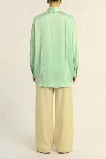 Neora By Nehal Chopra Ash Green Shirt For Kids