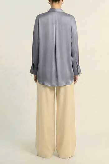 Neora By Nehal Chopra Steel Grey Loop Shirt For Kids