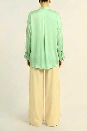 Neora By Nehal Chopra Ash Green Loop Shirt For Kids