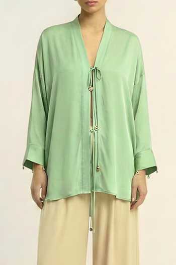 Neora By Nehal Chopra_Green Ash Loop Shirt For Kids_Online_at_Aza_Fashions